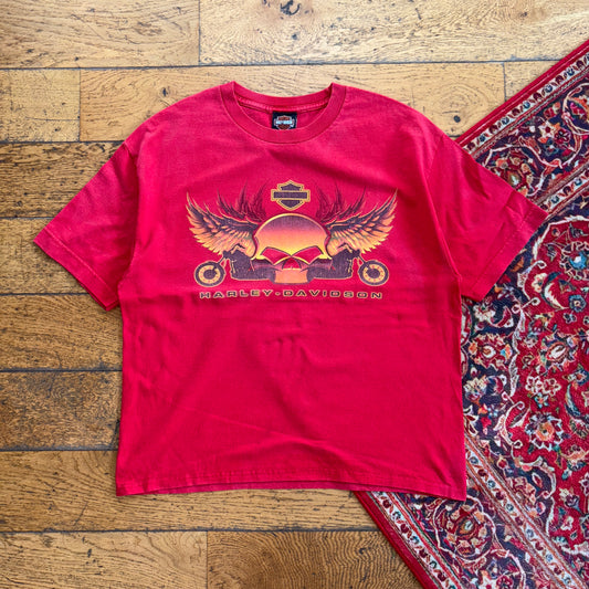 Vintage Harley Davidson Red Boxy Graphic T-Shirt - S