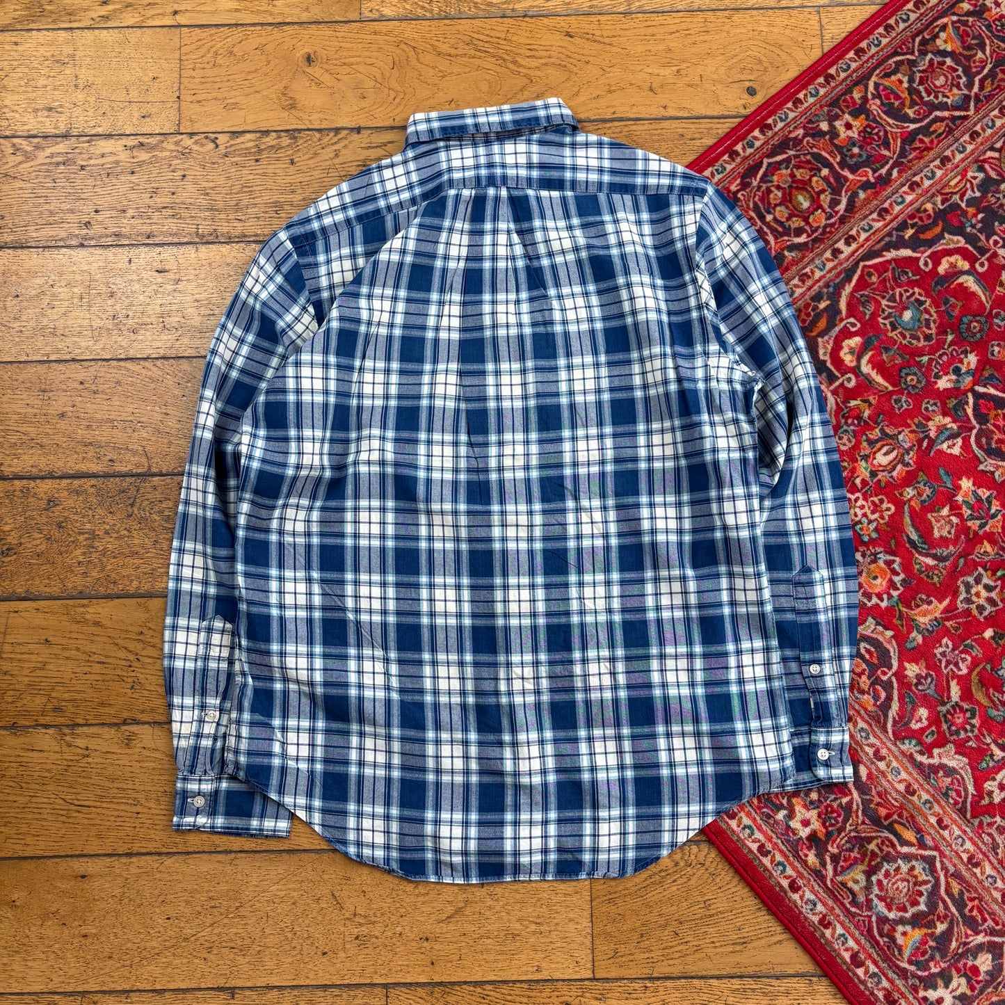 Vintage Ralph Lauren Blue Check Embroidered Shirt - M