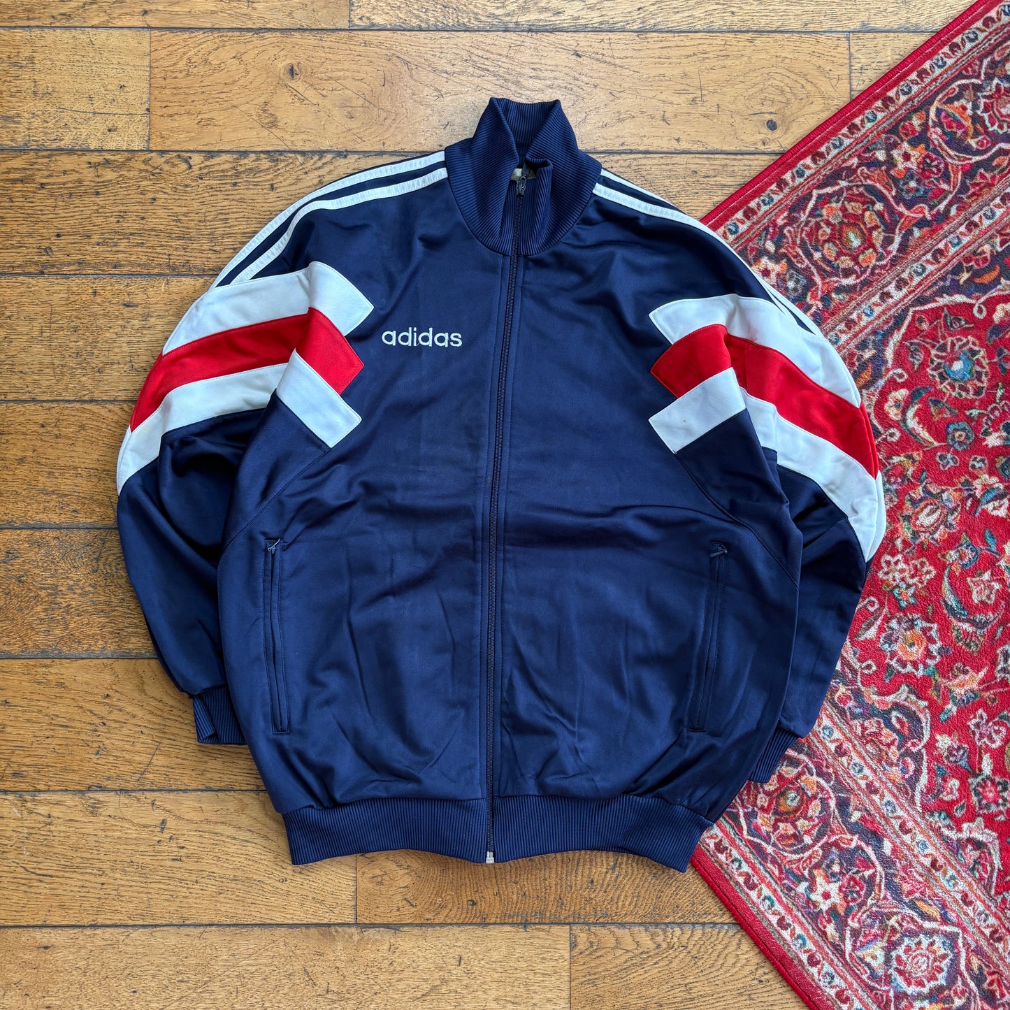 Vintage 90s Adidas Navy Tracksuit Track Shell Windbreaker Jacket - S