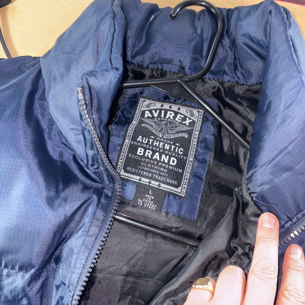 Avirex Navy Embroidered Gilet Puffer Jacket - L