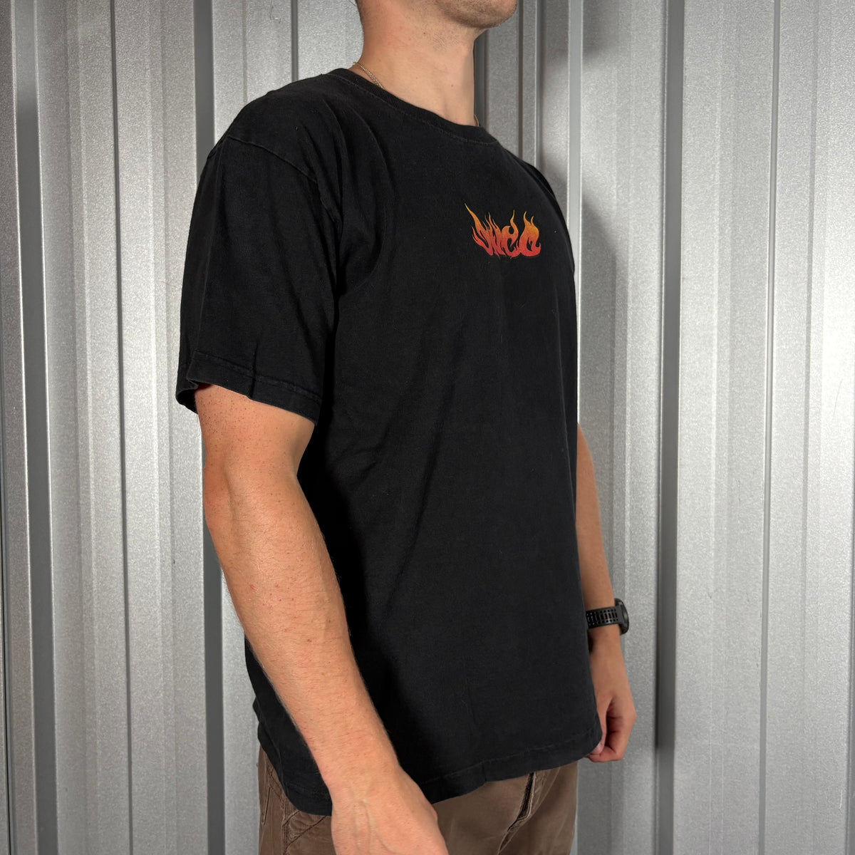 JNCO Black Flames Skull Hip Hop Y2K Graphic T-Shirt - M