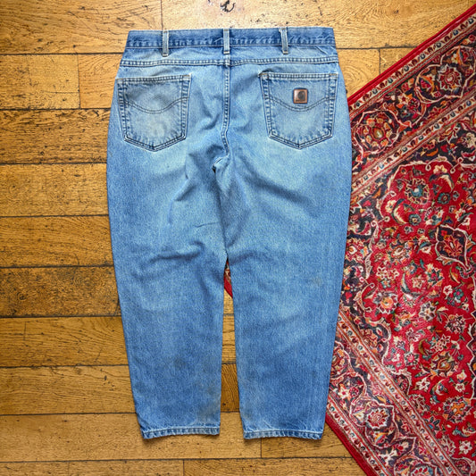 Vintage Carhartt Workwear Carpenter Baggy Blue Jeans - 38S