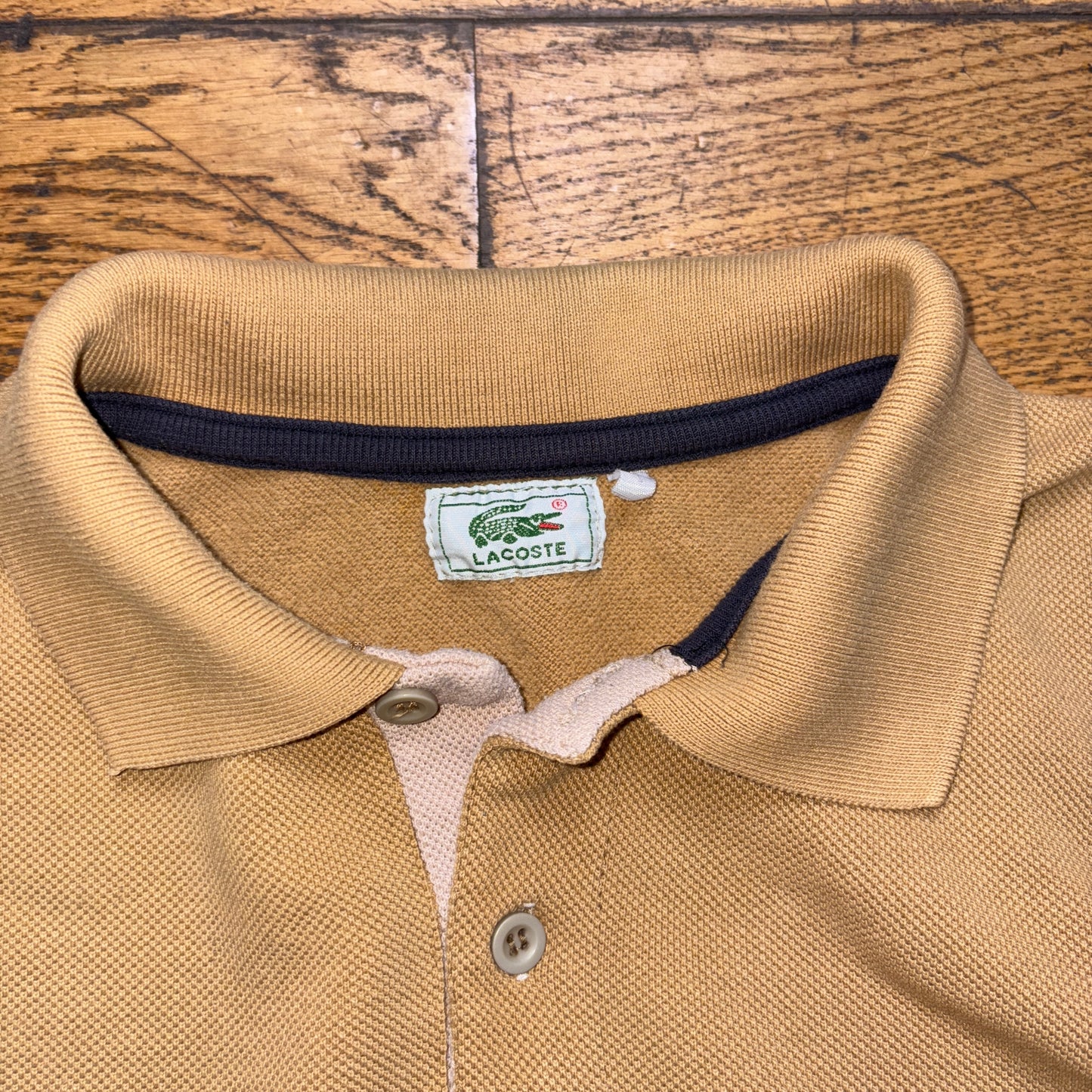 Vintage 90s Lacoste Brown Rugby Shirt Embroidered Sweatshirt - L
