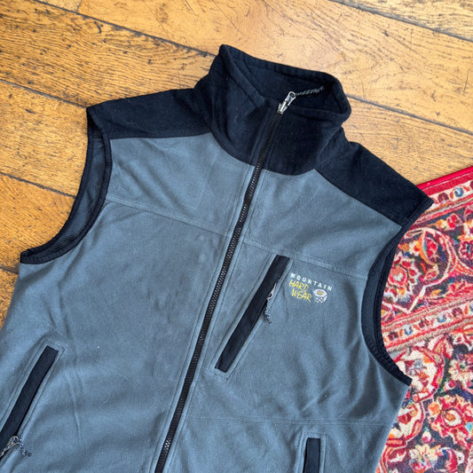Vintage Mountain Hardwear Grey Black Fleece Zip Gorpcore Vest Gilet - M