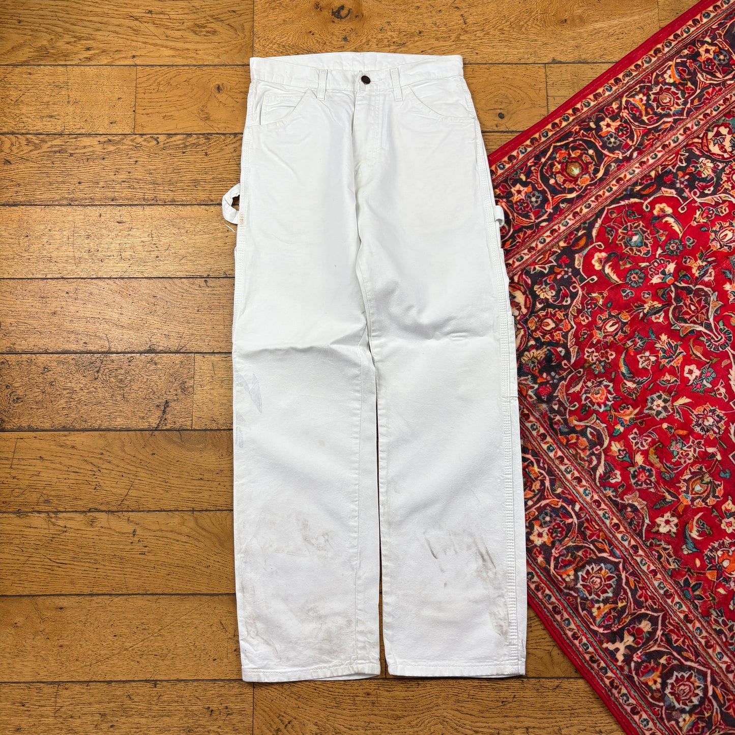 Vintage Dickies White Workwear Carpenter Baggy Trousers - 28