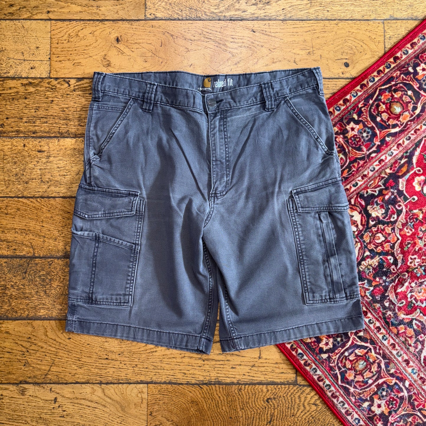 Vintage Carhartt Grey Workwear Baggy Carpenter Shorts - 38