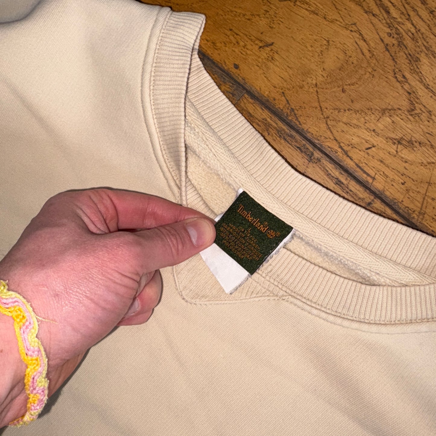 Vintage 90s Timberland Cream Embroidered Sweatshirt - XL