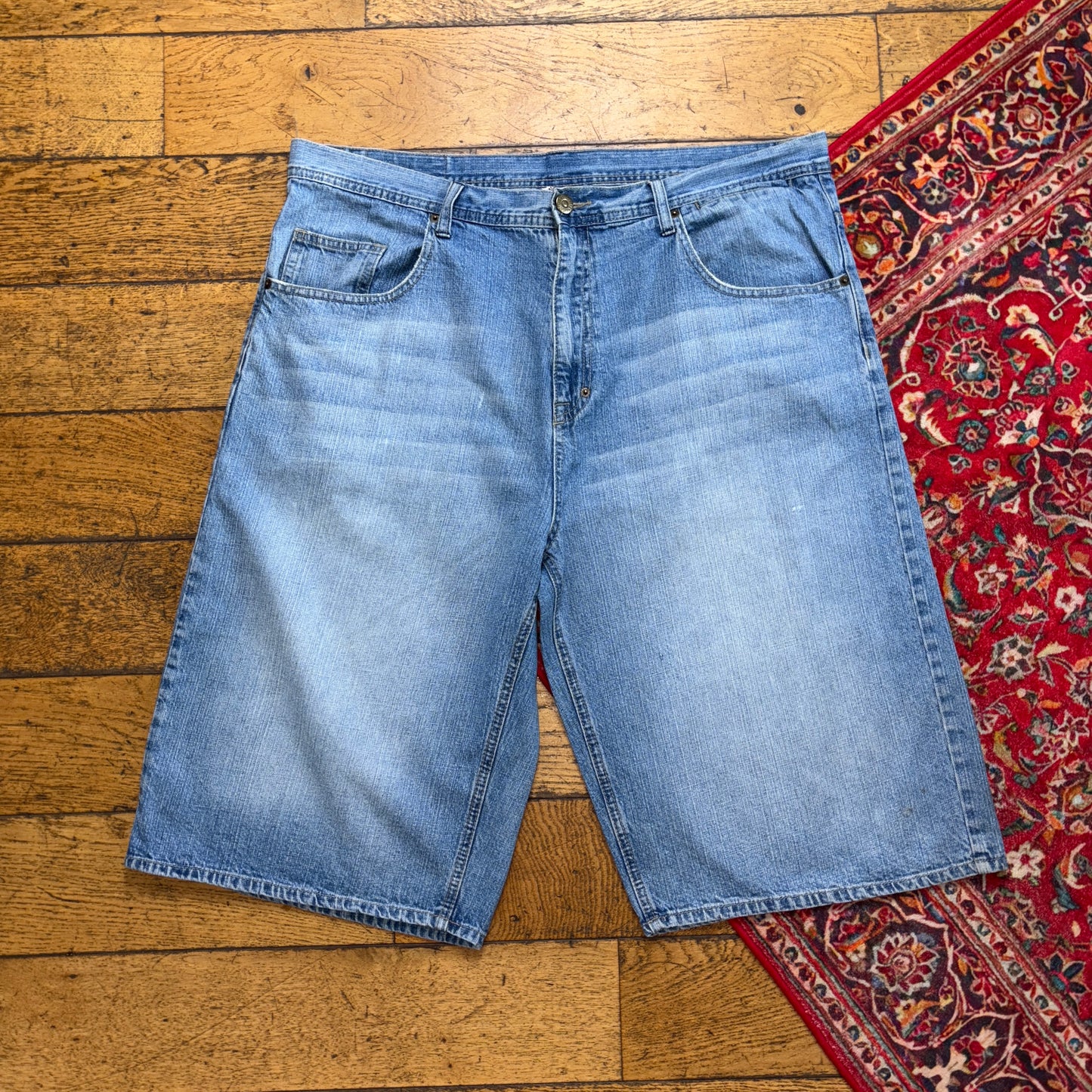Vintage G Unit 50 Cent Blue Embroidered Y2K Hip Hop Baggy Jeans Shorts Jorts -40