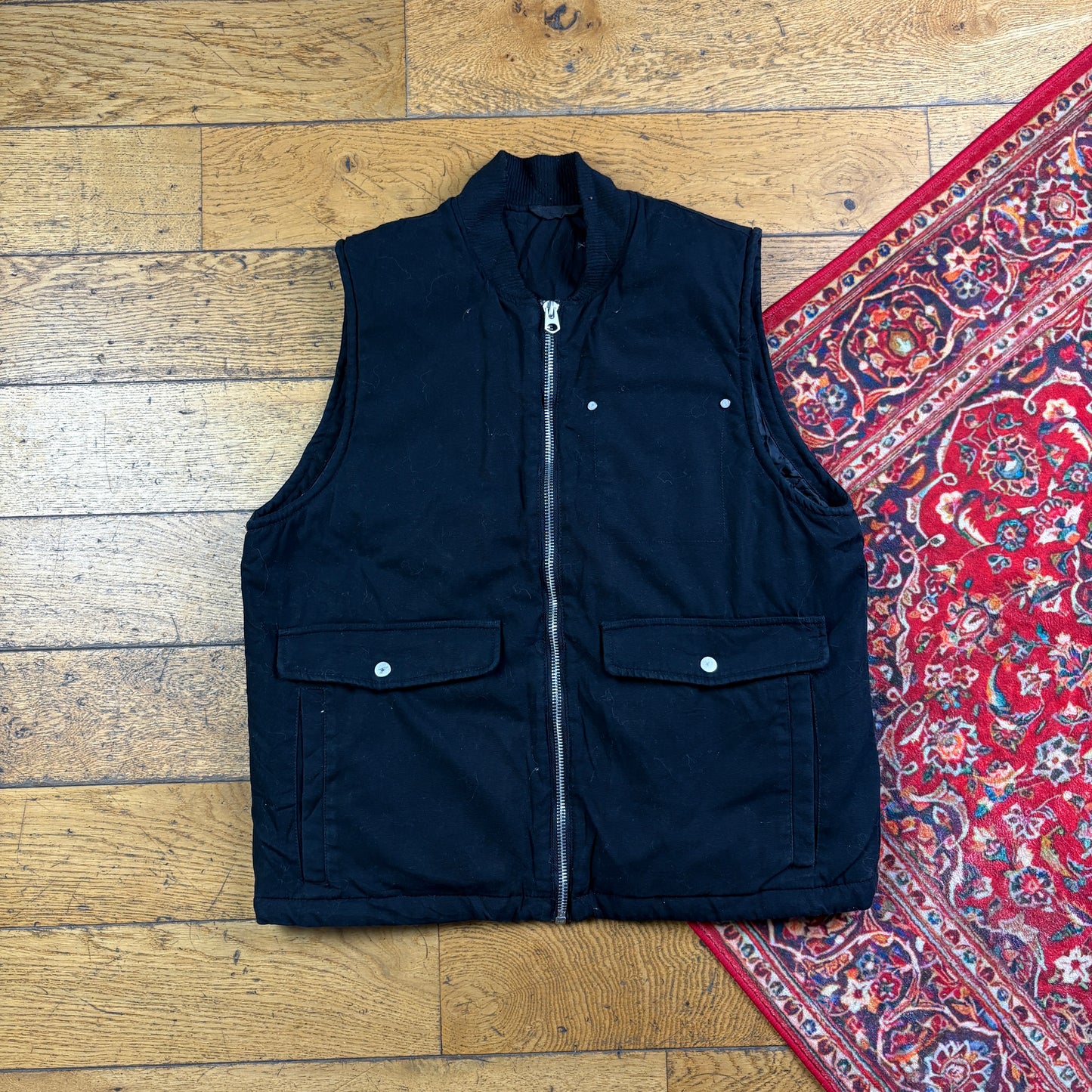 Vintage Black Gilet Vest Carhartt Style Workwear Jacket - L