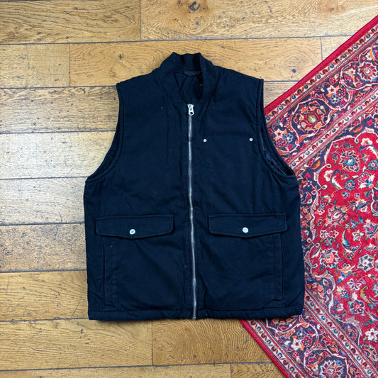 Vintage Black Gilet Vest Carhartt Style Workwear Jacket - L