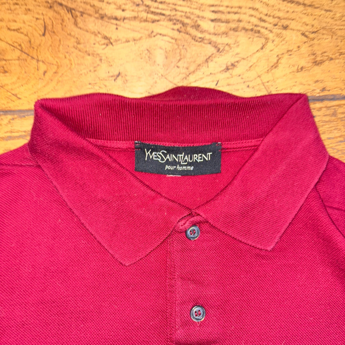 Vintage YSL Yves Saint Laurent Burgundy Polo Shirt - L