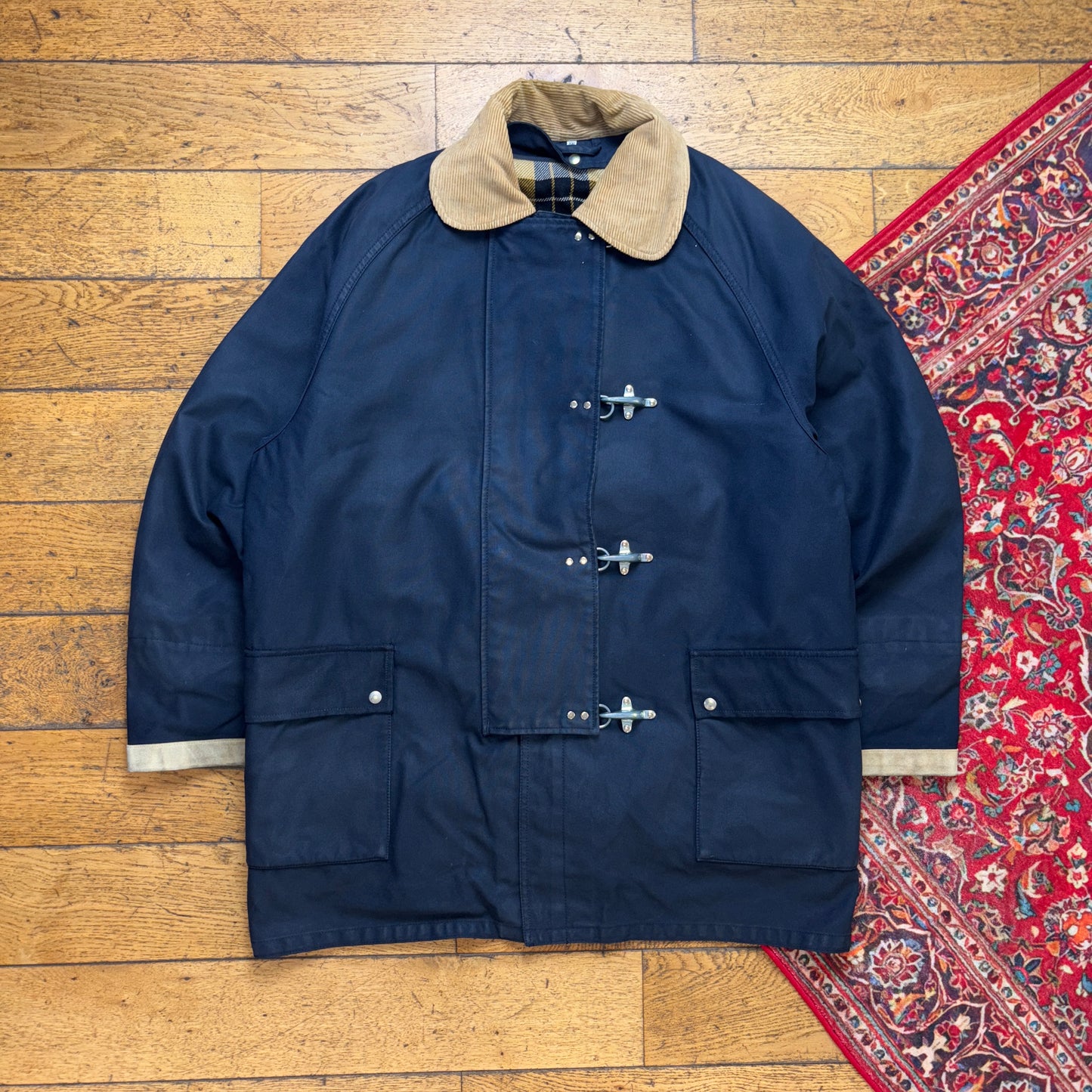 Vintage Fay Navy Fireman Clasp Trench Coat Jacket - 2XL