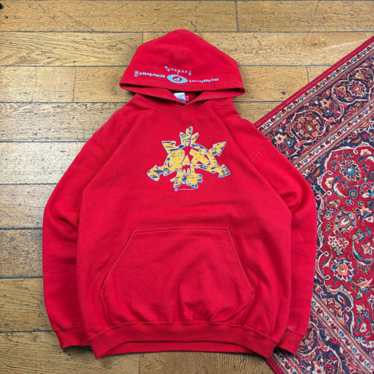 Vintage Parkerz Red Skate Skull Hoodie Sweatshirt - M