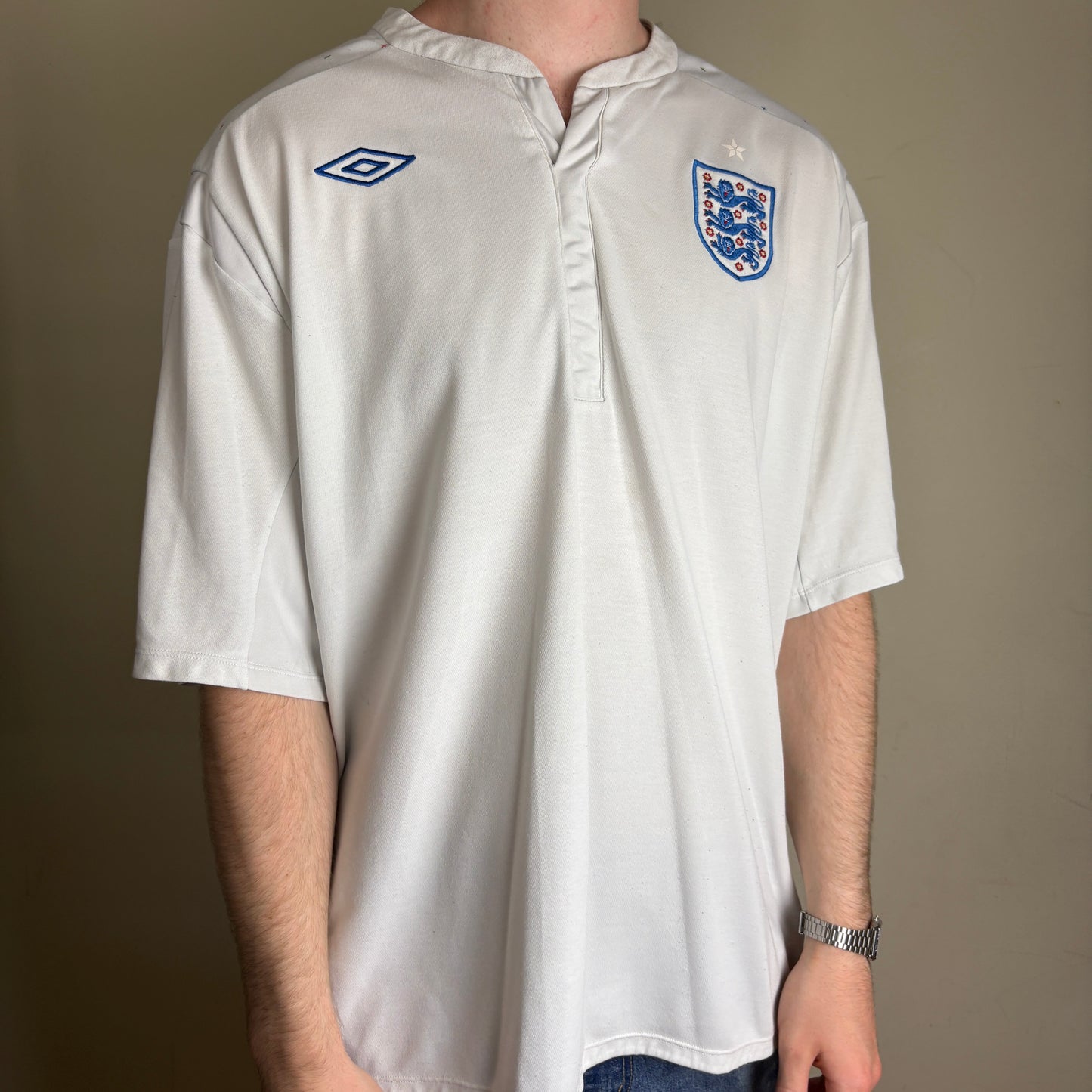 Vintage Umbro England White Football World Cup Shirt - 2XL
