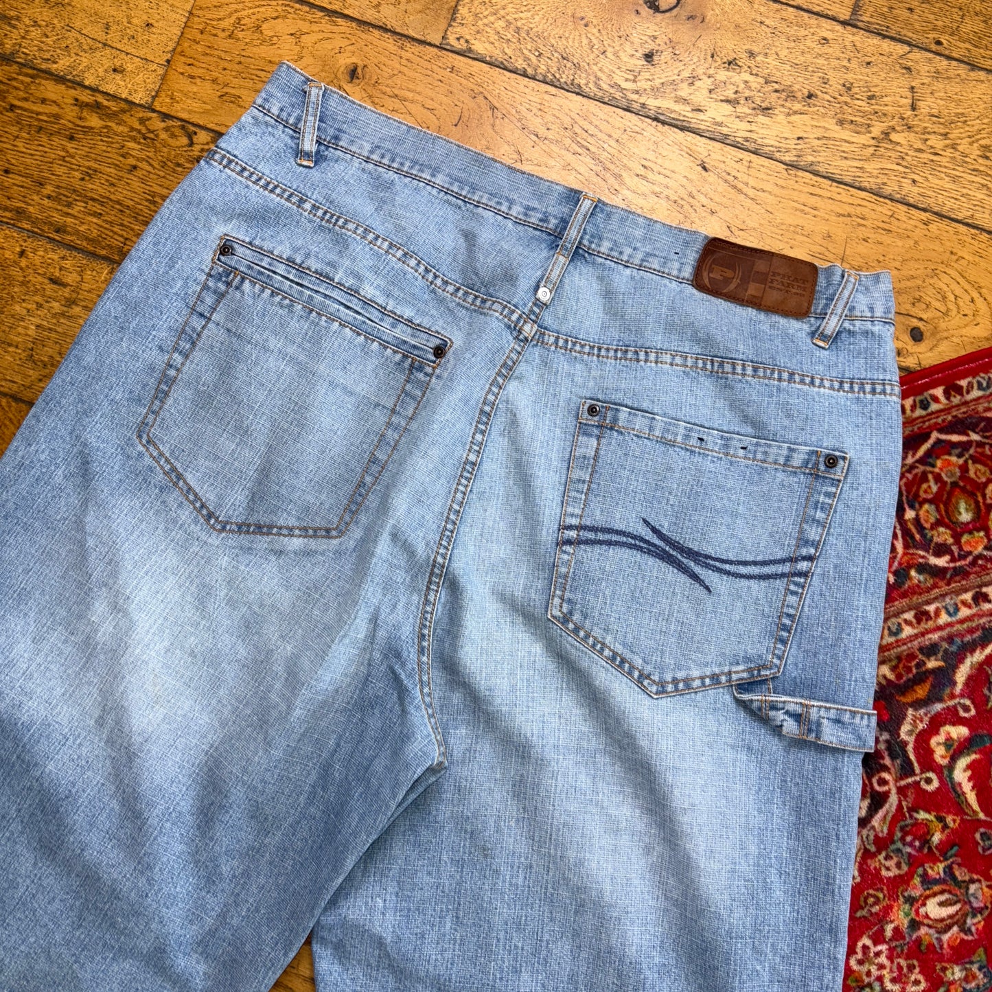Vintage Phat Farm Embroidered Hip Hop Blue Baggy Shorts Jorts - 40