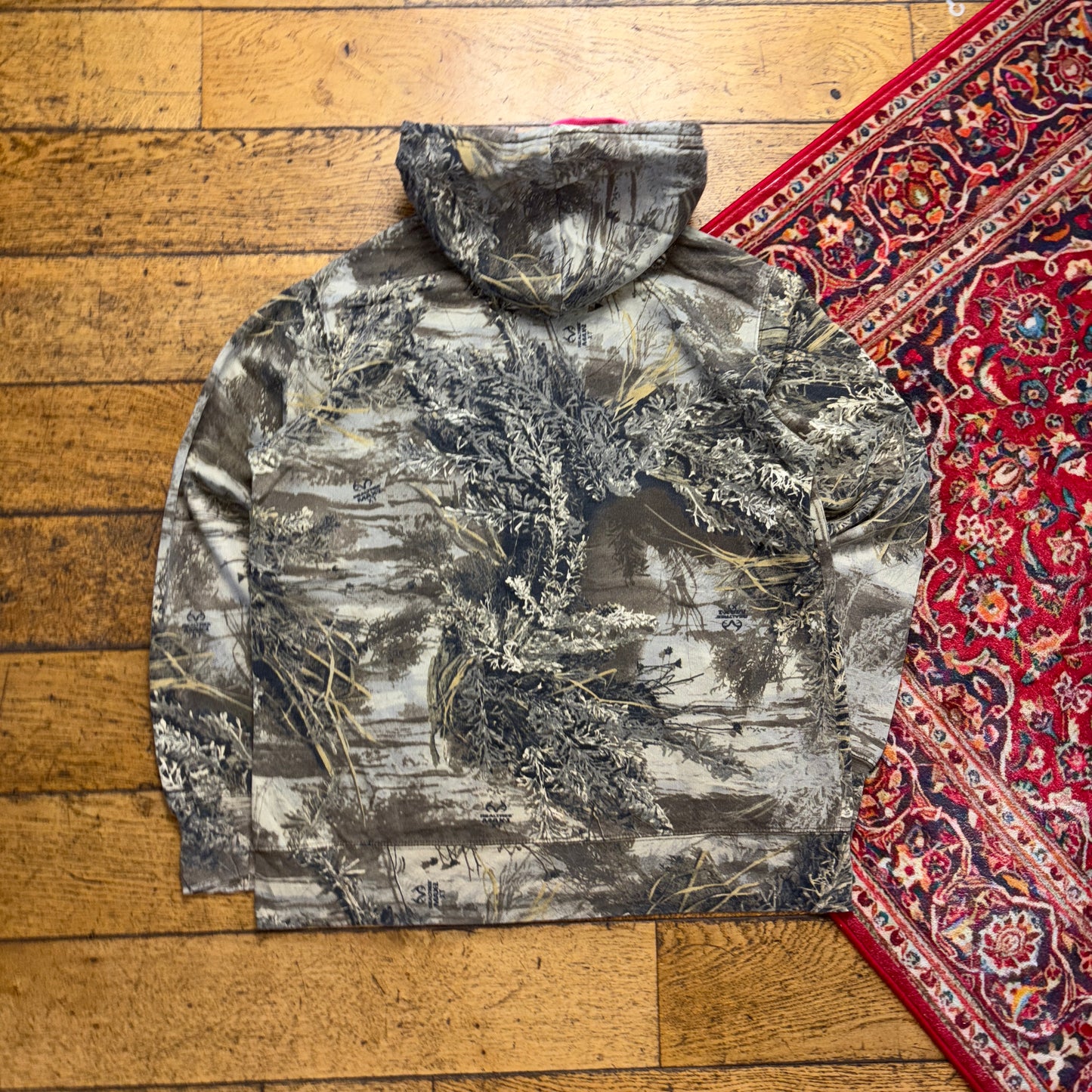 Vintage Realtree Womens Camo Green Hoodie Sweatshirt - L