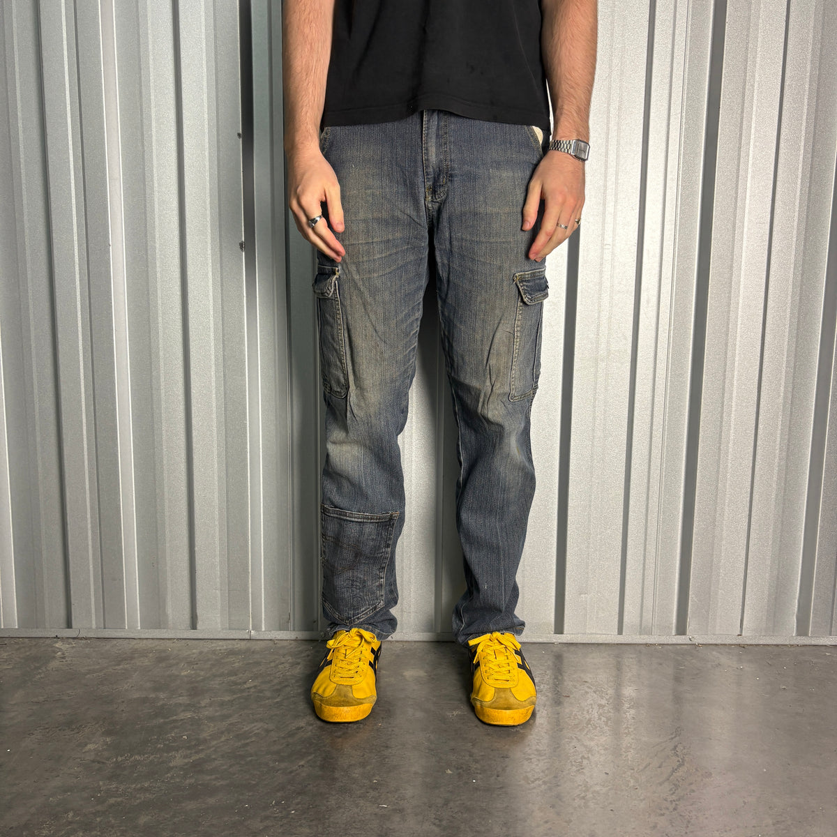 Embroidered Blue Japanese Denim Hip Hop Y2K Baggy Jeans - 34R
