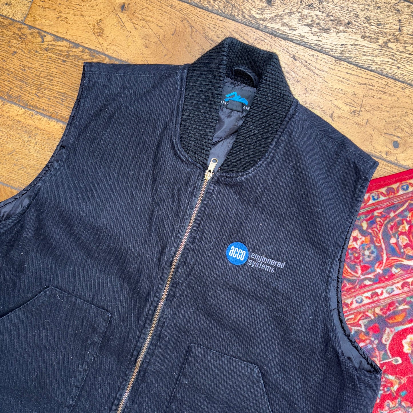 Vintage Black Workwear Gilet Vest - XL