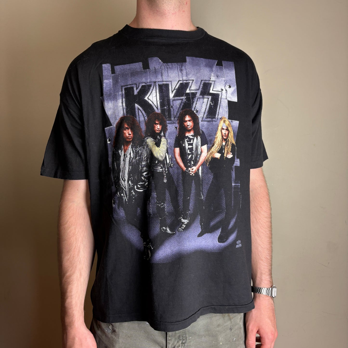 Vintage 1992 Kiss Revenge Tour Black Band Tee Single Stitch Graphic T-Shirt - XL