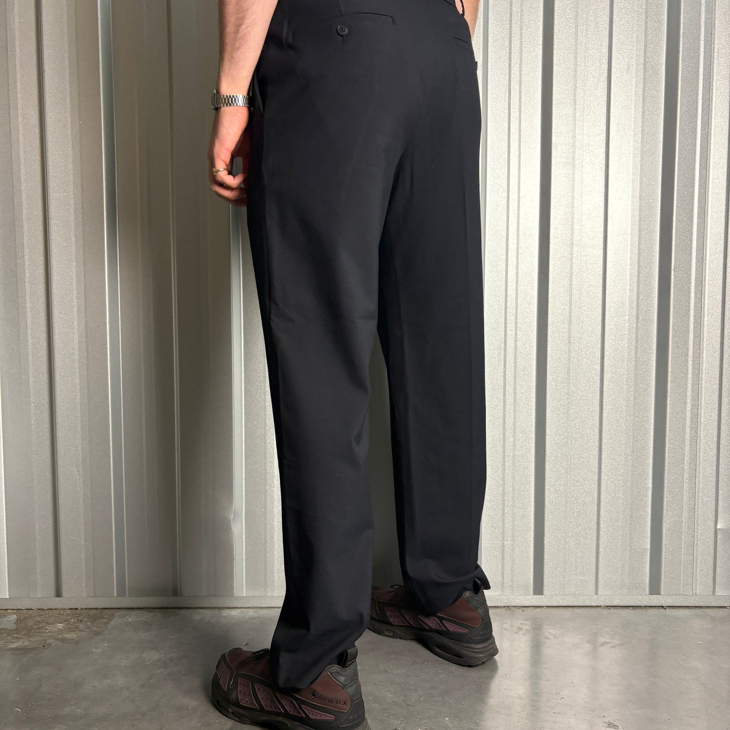 Uniqlo Navy Pleated Smart Baggy Wide Leg Trousers - M