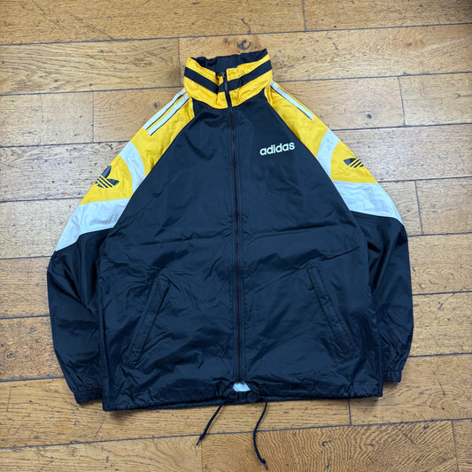 Vintage Adidas Black Yellow Tracksuit Track Shell Windbreaker Jacket - M