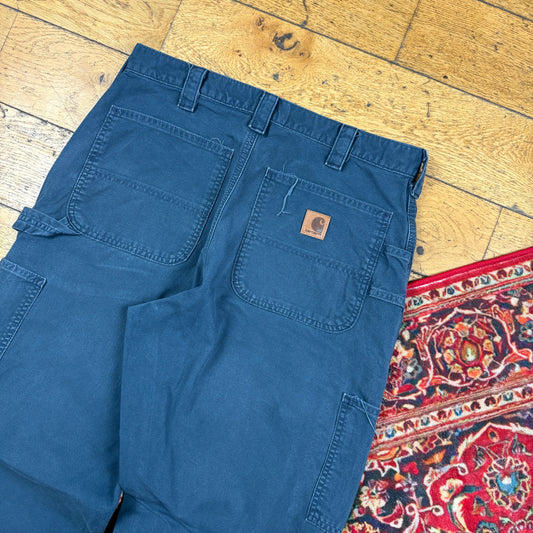 Vintage Carhartt Navy Workwear Carpenter Baggy Trousers - 32