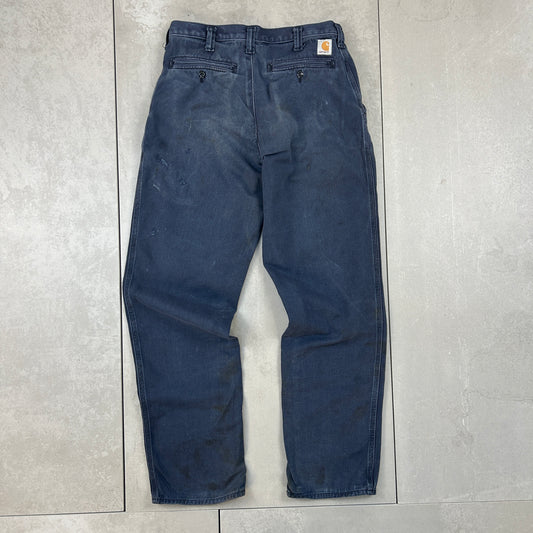 Vintage Carhartt Navy Workwear Carpenter Baggy Trousers - 30