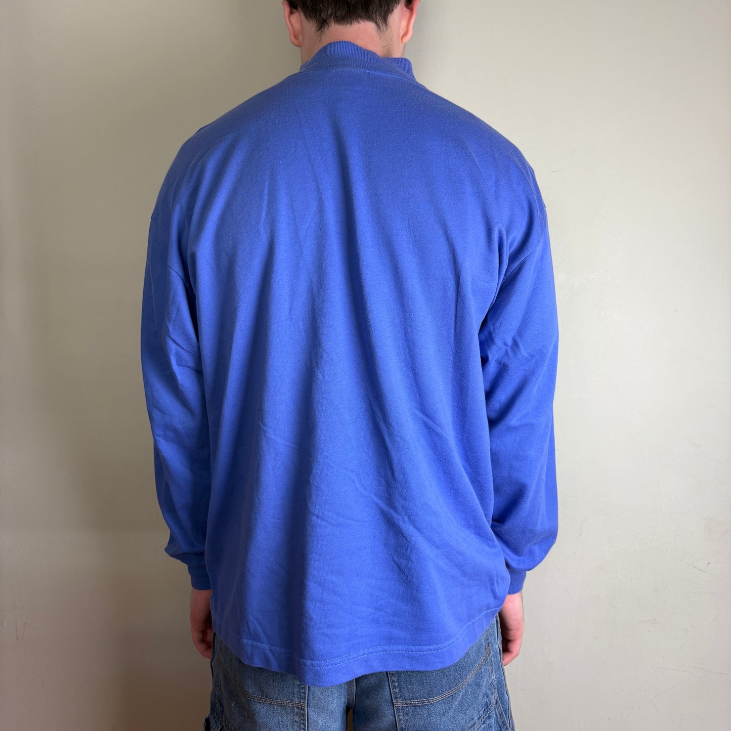 Vintage 90s Purple Blue Snowboard Ski Quarter Zip Graphic Sweatshirt - XL