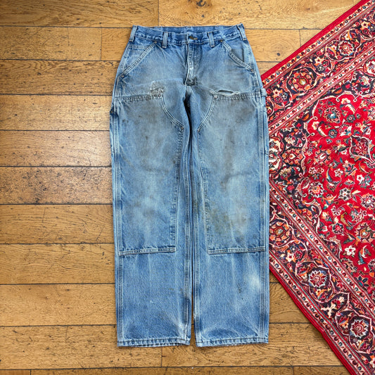 Vintage Carhartt Blue Double Knee Workwear Carpenter Baggy Jeans - 32