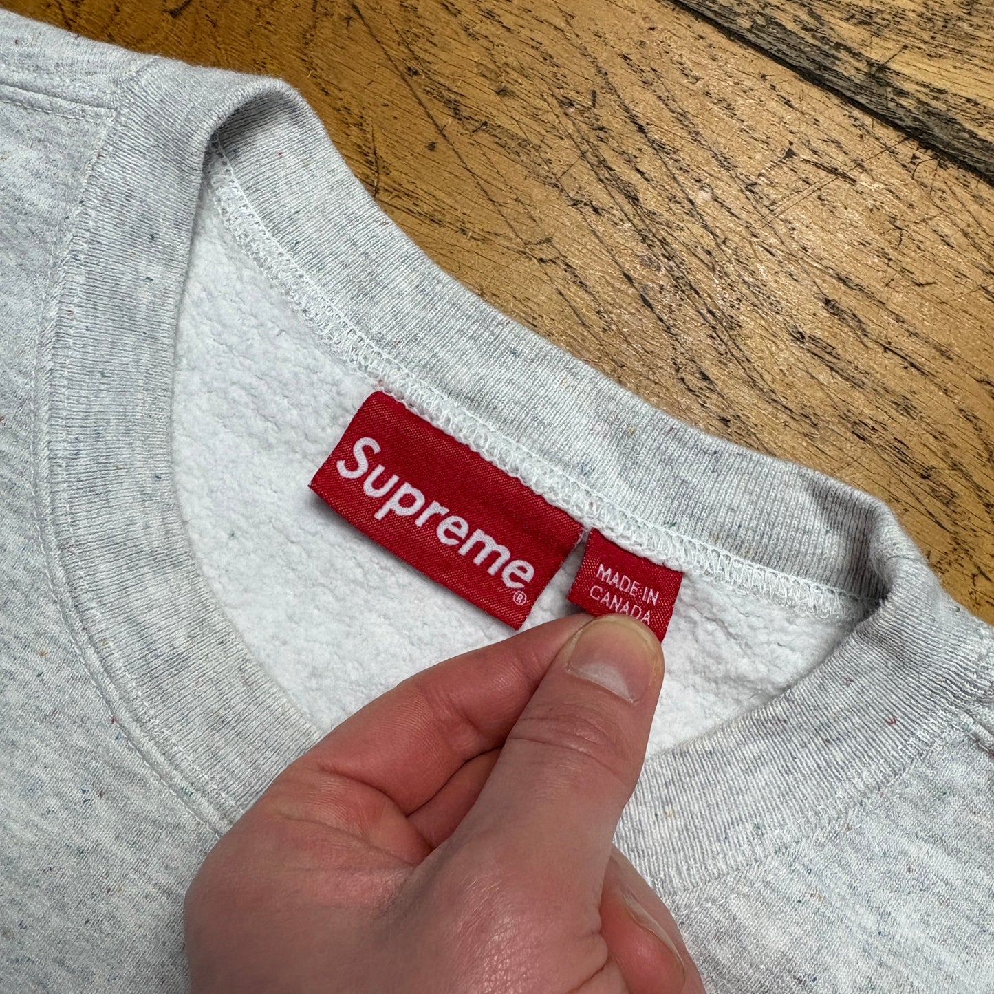 Vintage Supreme Mini Box Logo Boxy Grey Embroidered Sweatshirt - L
