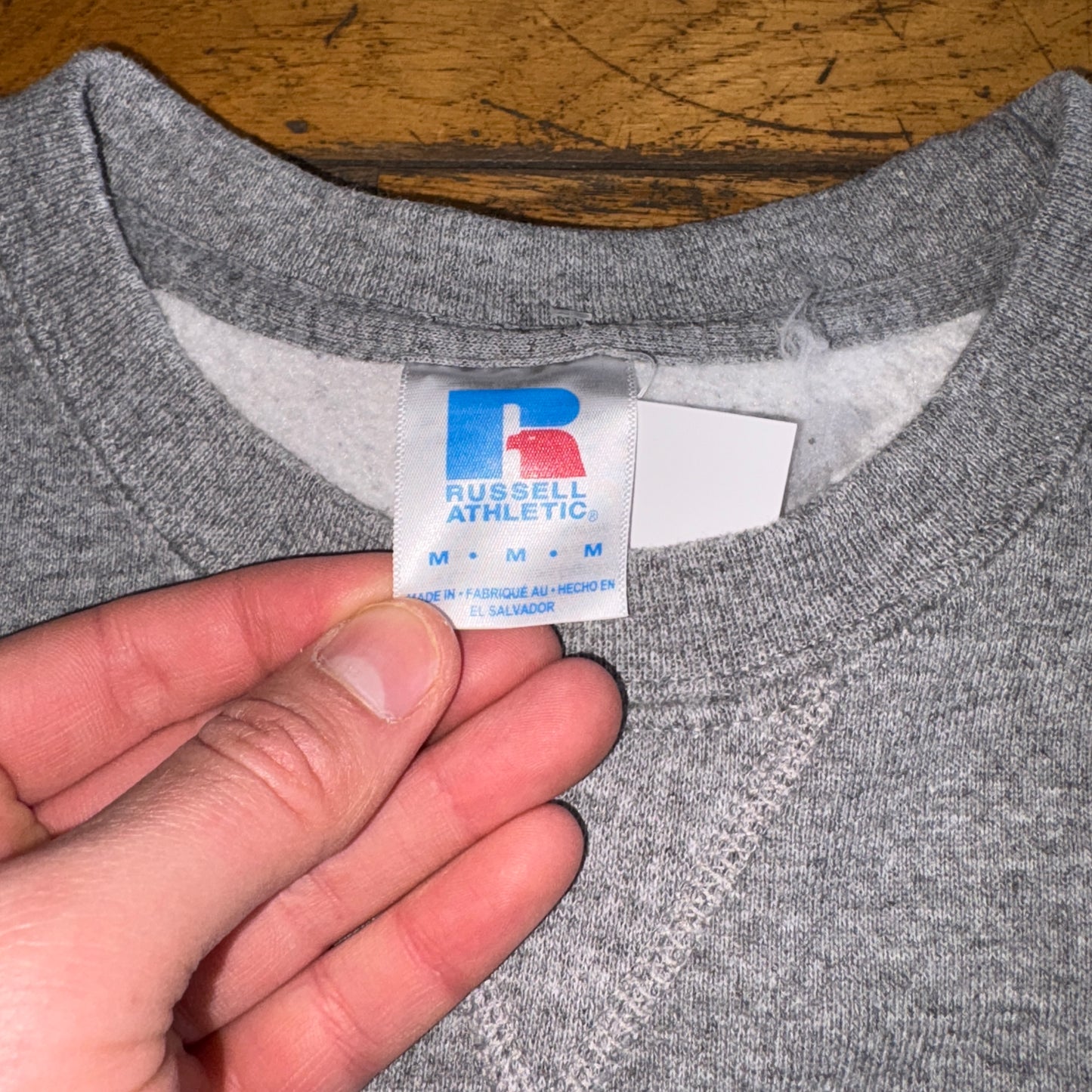 Vintage Russell Athletic Grey Boxy Blank Sweatshirt - M