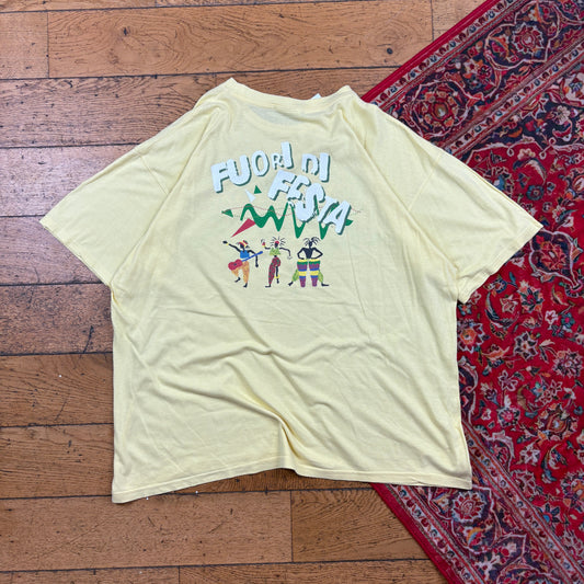 Vintage 90s Yellow Single Stitch Graphic T-Shirt - XL