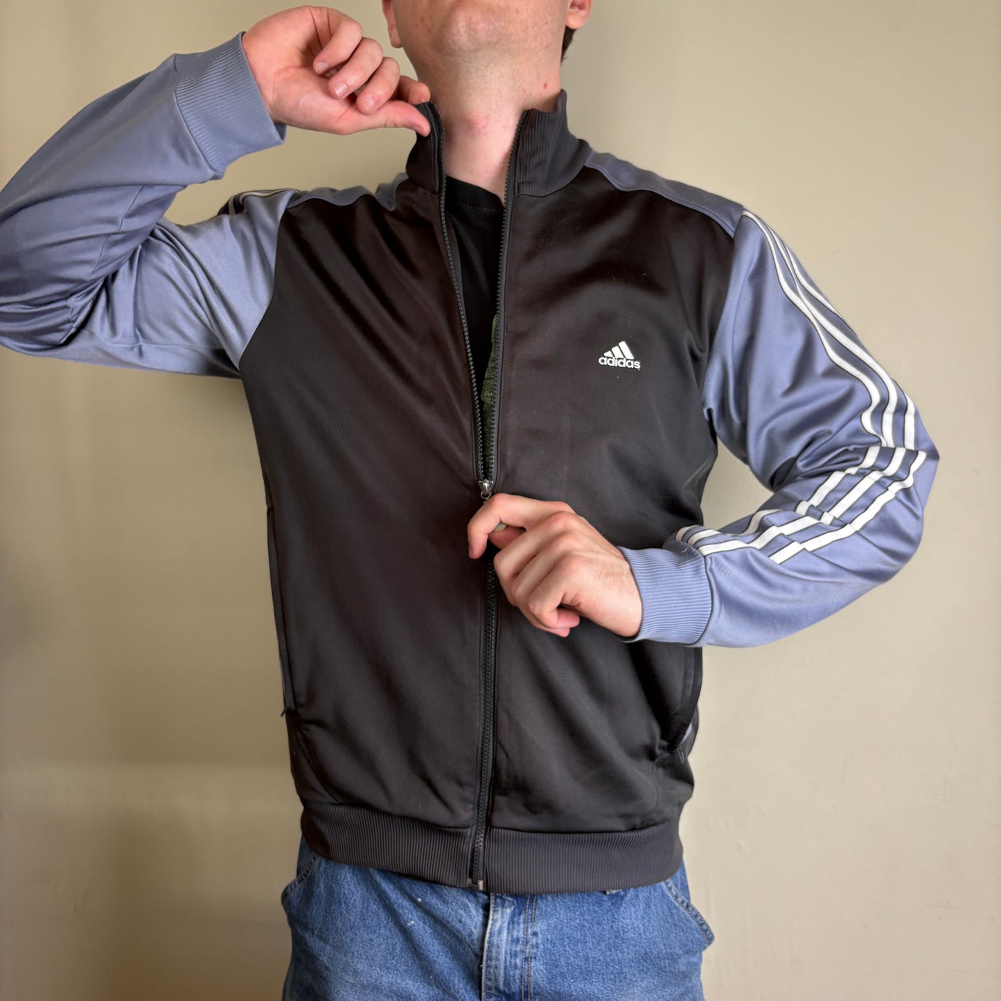 Vintage Adidas y2k Swoosh Black Track Jacket - S