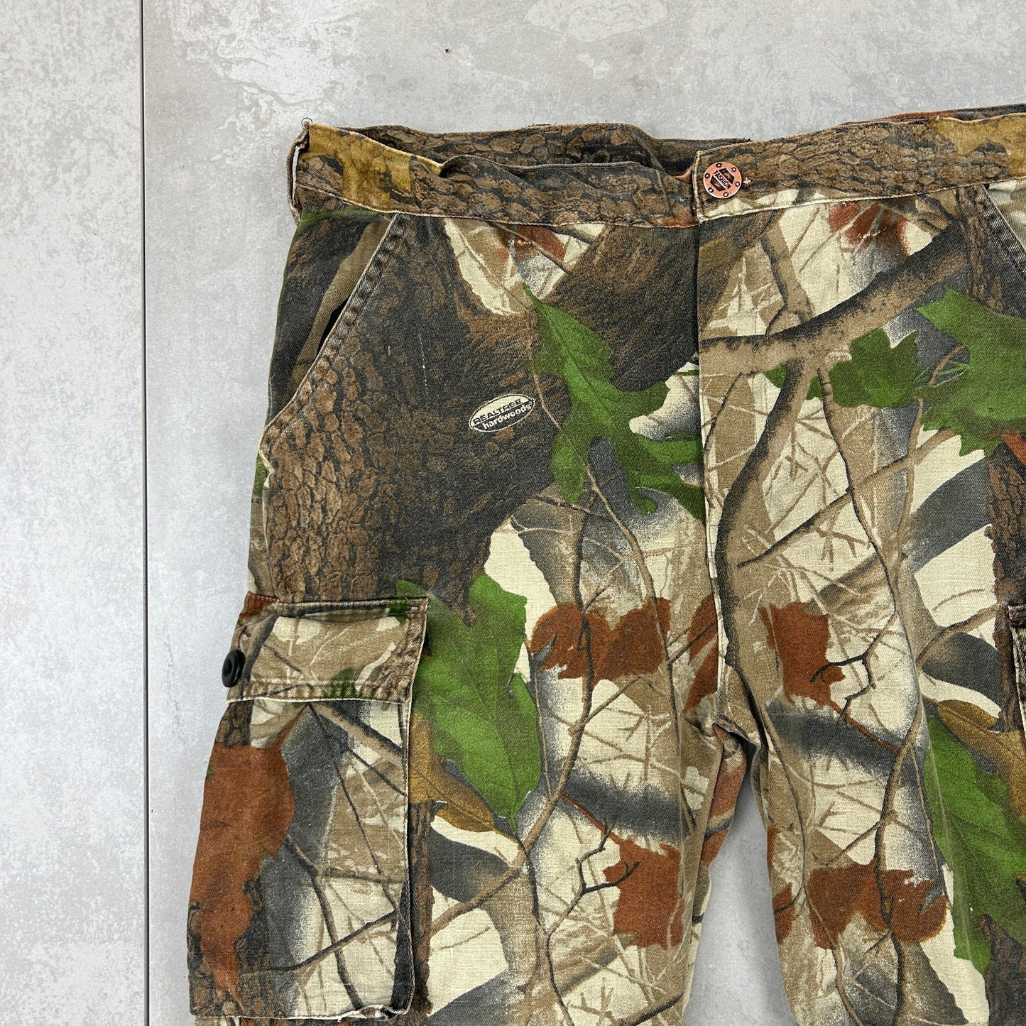 Vintage Real Tree Camo Baggy Khaki Cargo Workwear Hunting Trousers - 36