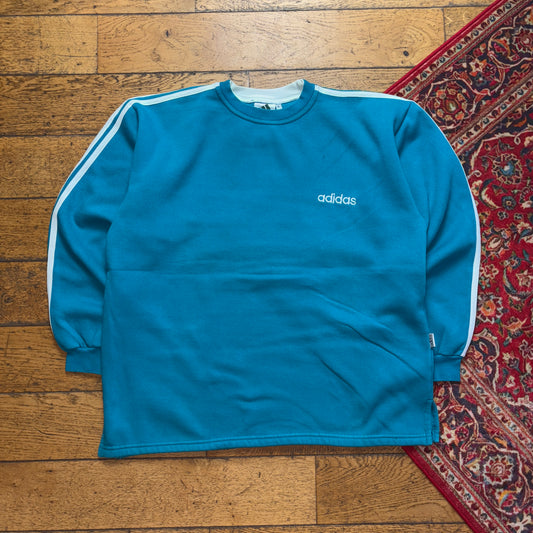 Vintage 90s Adidas Blue Embroidered Sweatshirt - XL