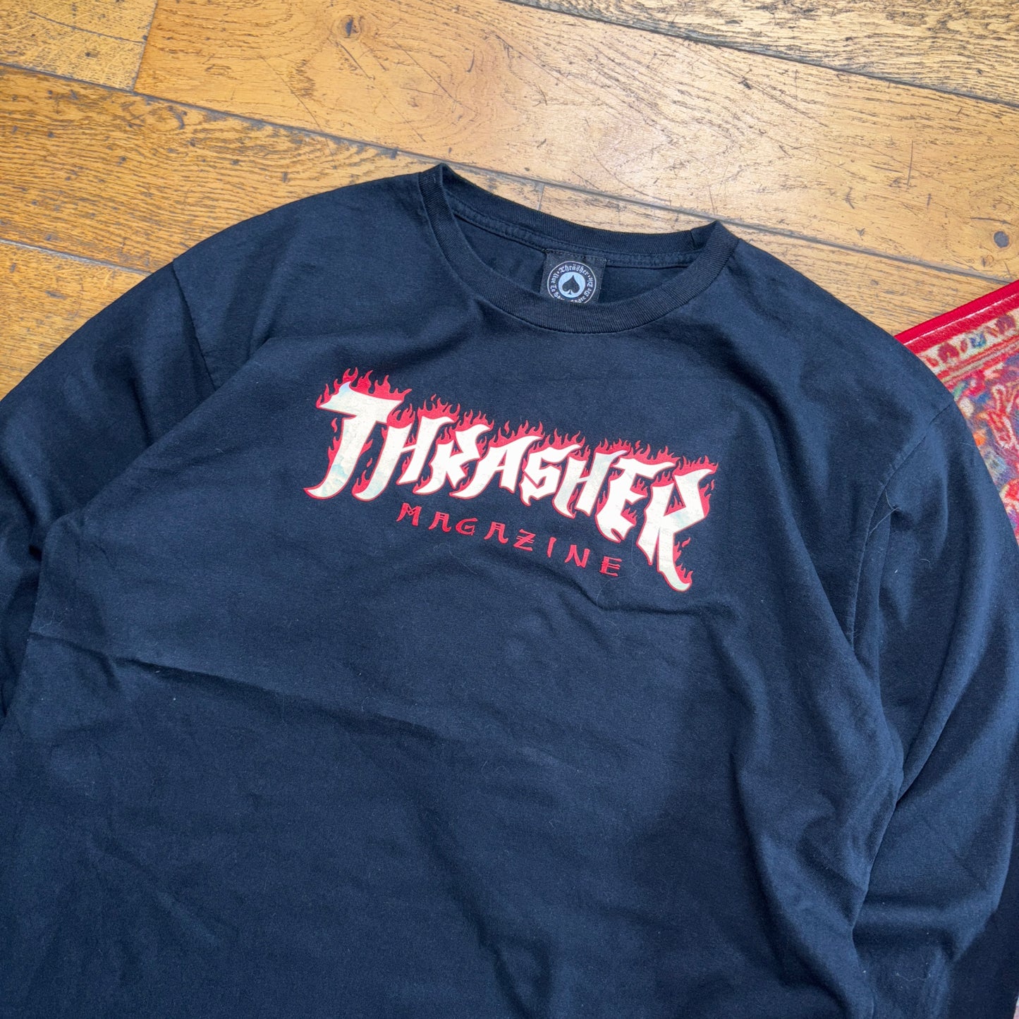 Vintage Thrasher Black Skate Flames Long Sleeve Graphic T-Shirt - XL
