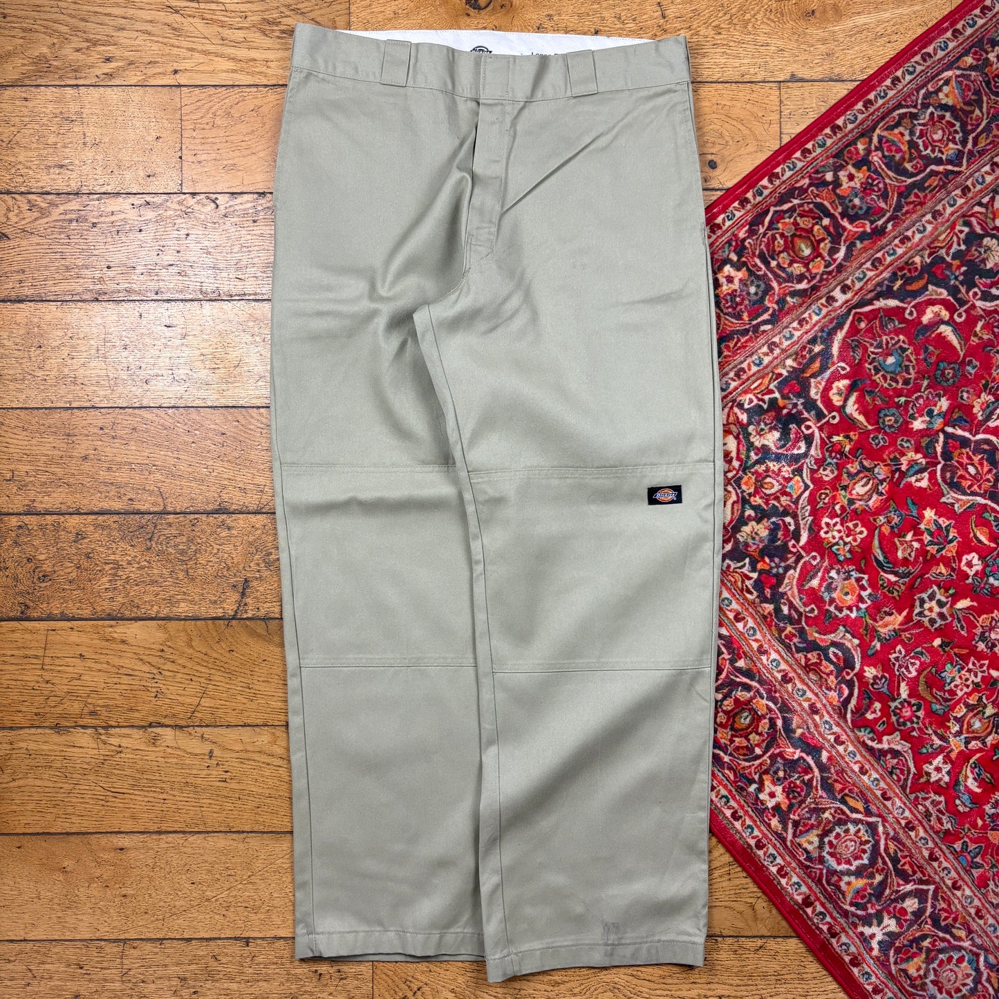 Vintage Dickies 874 Cream Baggy Skate Chino Trousers - 36