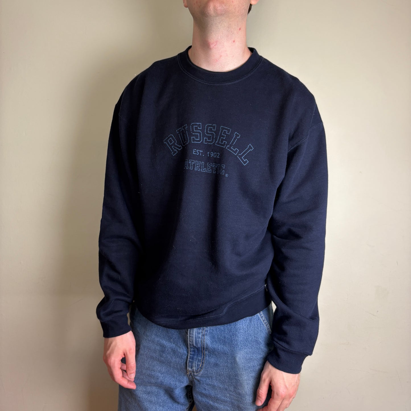 Vintage Russell Athletic Navy Boxy Sweatshirt - L
