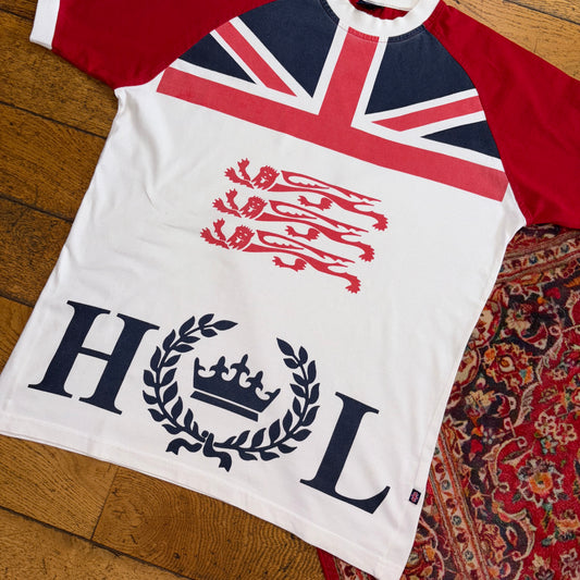 Vintage Henri Lloyd Union Jack White Red UK Graphic T-Shirt - M