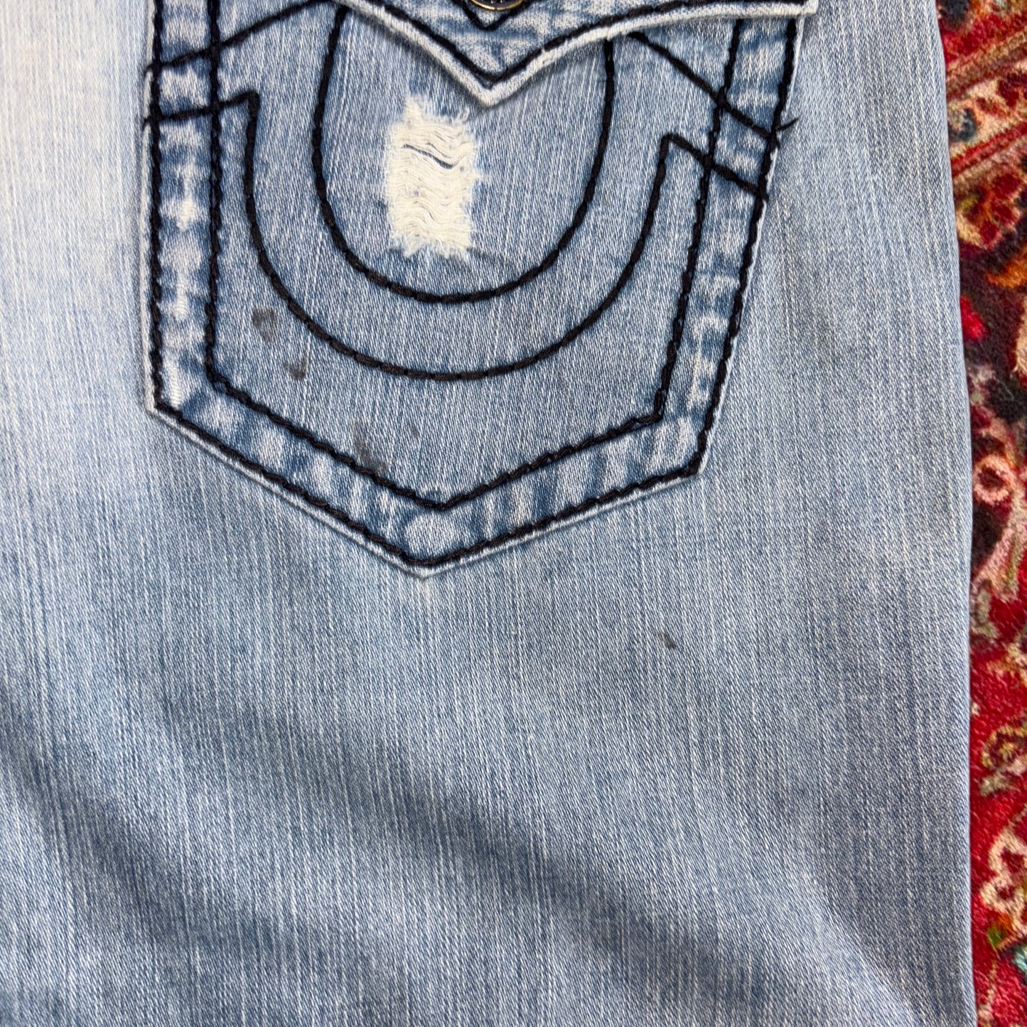 Vintage True Religion Blue Embroidered Y2K Shorts Jorts - 40
