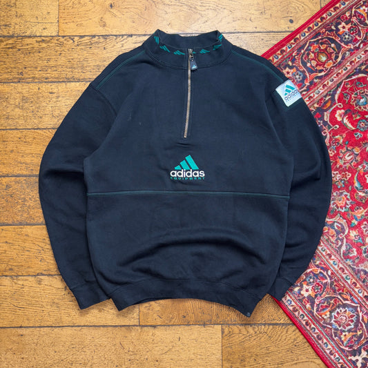 Vintage 90s Adidas Equipment Zip Black Embroidered Sweatshirt - S