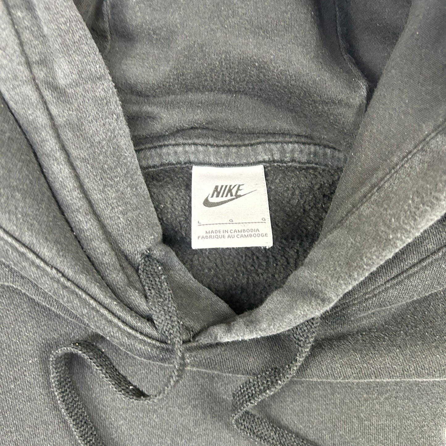 Vintage 00s Nike Swoosh Black Embroidered Hoodie Sweatshirt - L