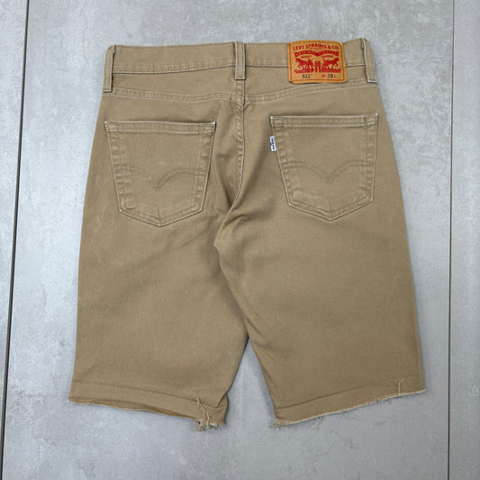 Vintage Levis 511 Slim Cream Denim Shorts - 28