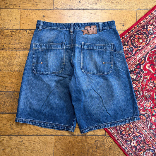 Vintage Mecca Embroidered Blue Hip Hop Baggy Shorts Jorts - 38