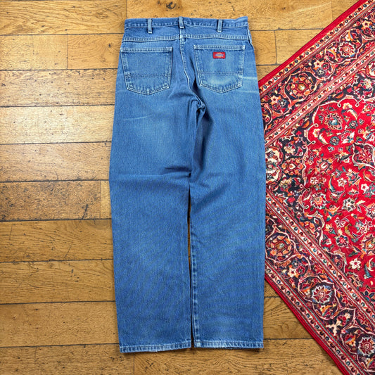 Vintage Dickies Workwear Carpenter Baggy Blue Trousers - 33