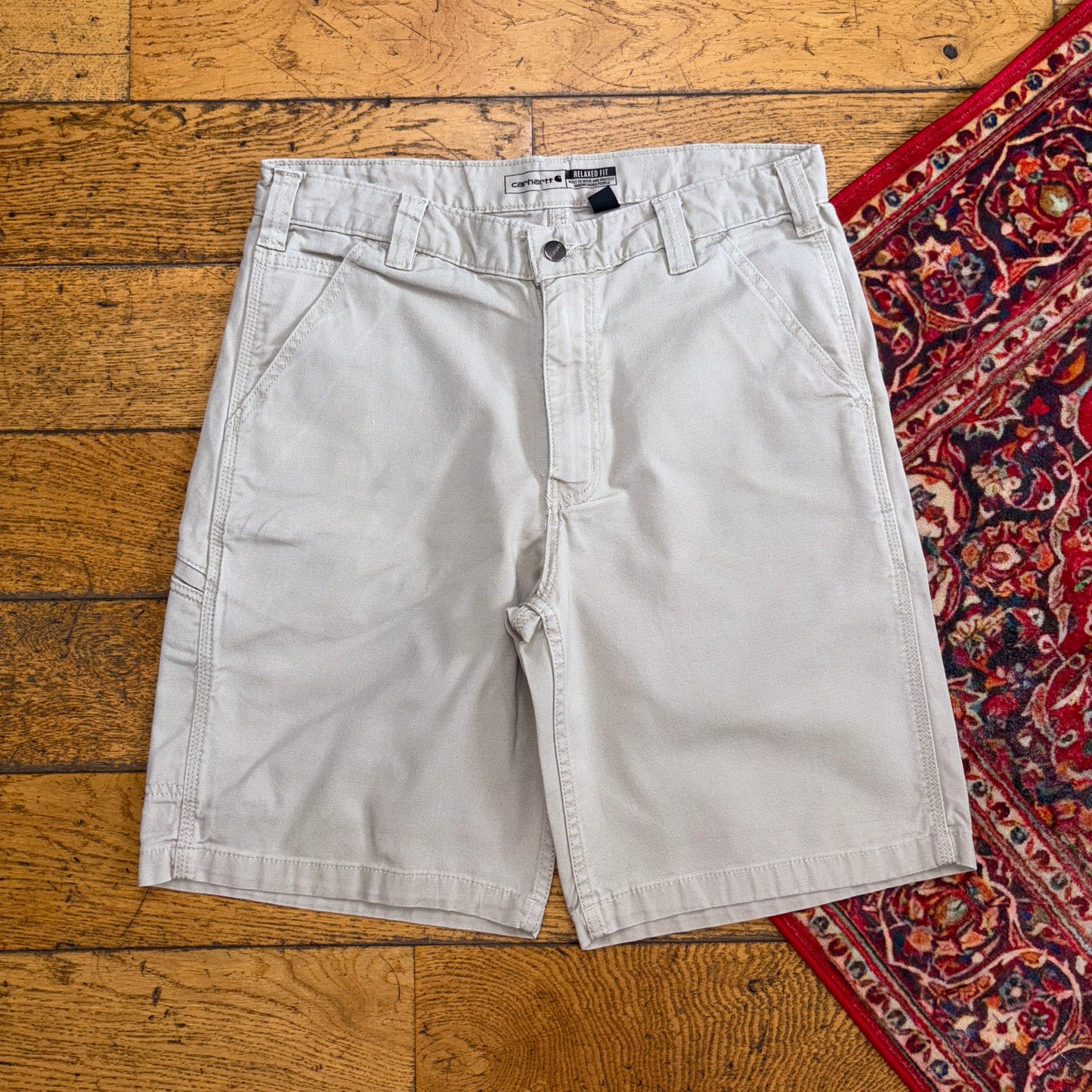 Vintage Carhartt Cream Workwear Baggy Carpenter Shorts - 32