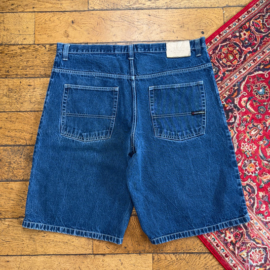 Vintage Southpole Blue Embroidered Y2K Hip Hop Baggy Jeans Shorts Jorts - 42