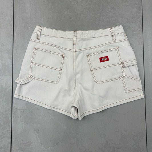 Vintage Dickies Womens Workwear Carpenter Cream Shorts - Size 12