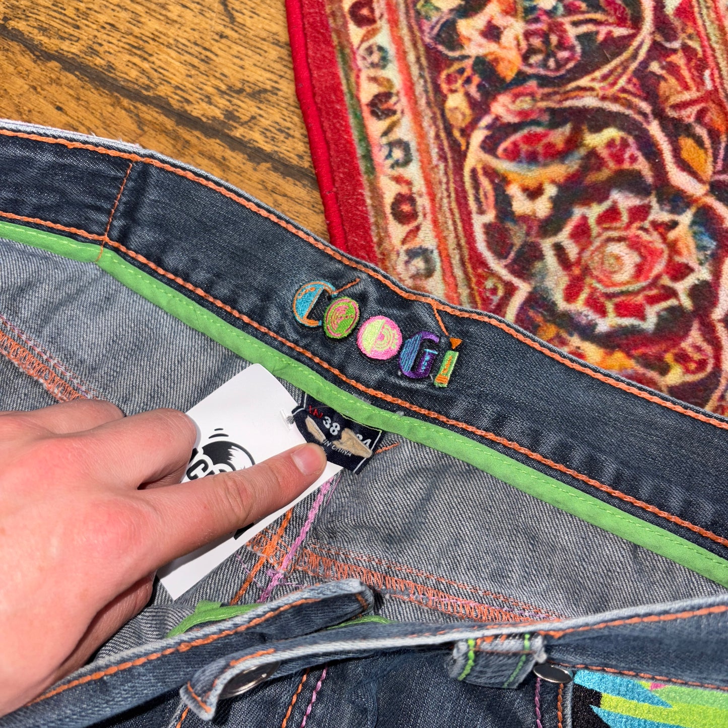 Vintage Coogi Blue Embroidered Y2K Hip Hop Baggy Jeans - 36R