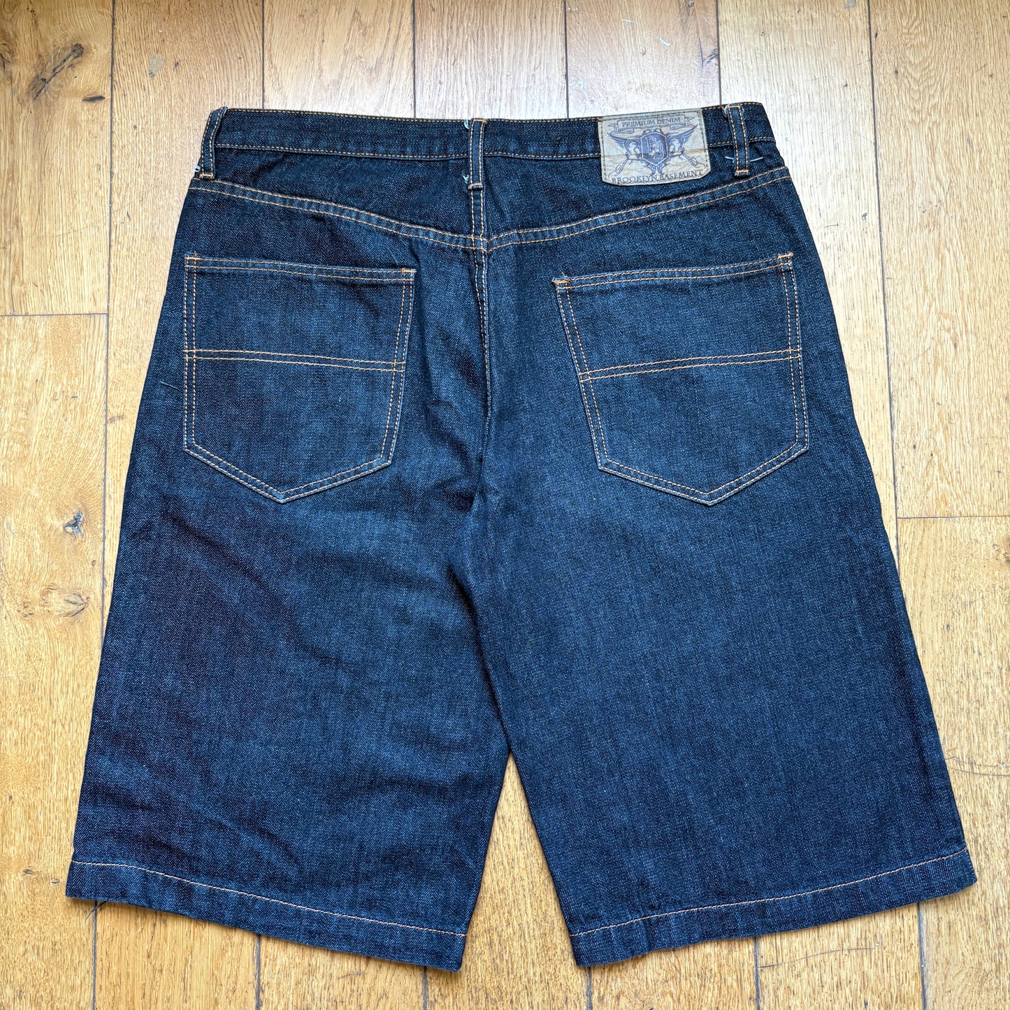 Vintage Embroidered Hip Hop Black Baggy Shorts Jorts - 36